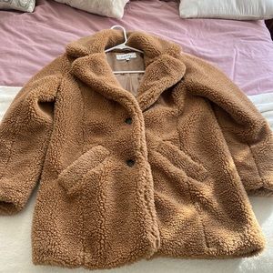 Faux fur coat camel